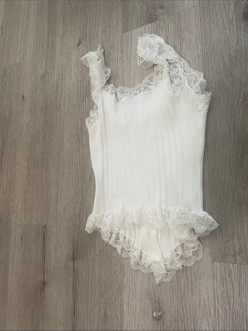 Melrose White Lace-Trim Ribbed Camisole - Picture 5 of 7